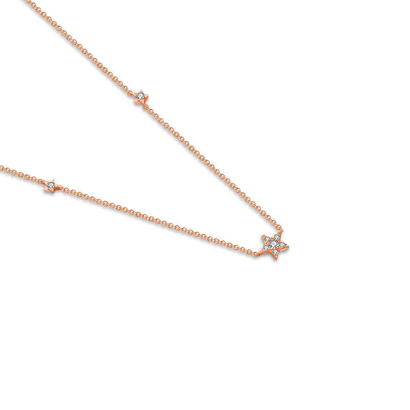 18k Gold Triple Star Shape Diamond Necklace / Choker