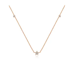 18k Gold Triple Star Shape Diamond Necklace / Choker