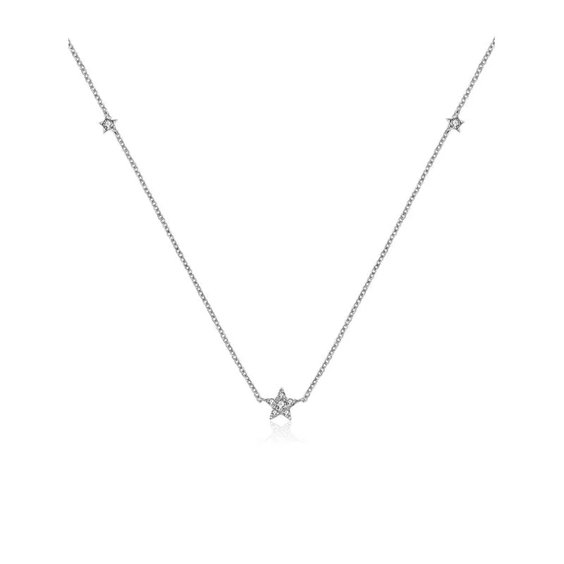 18k Gold Triple Star Shape Diamond Necklace / Choker