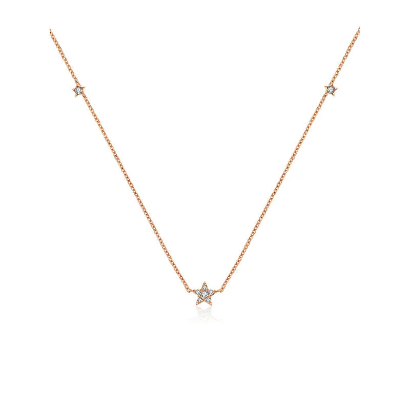 18k Gold Triple Star Shape Diamond Necklace / Choker