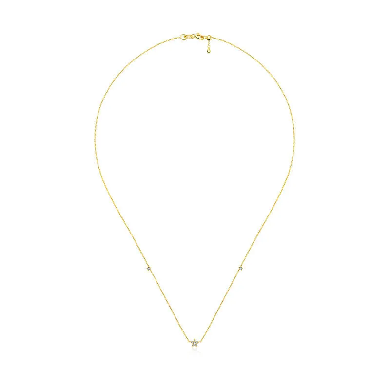 18k Gold Triple Star Shape Diamond Necklace / Choker