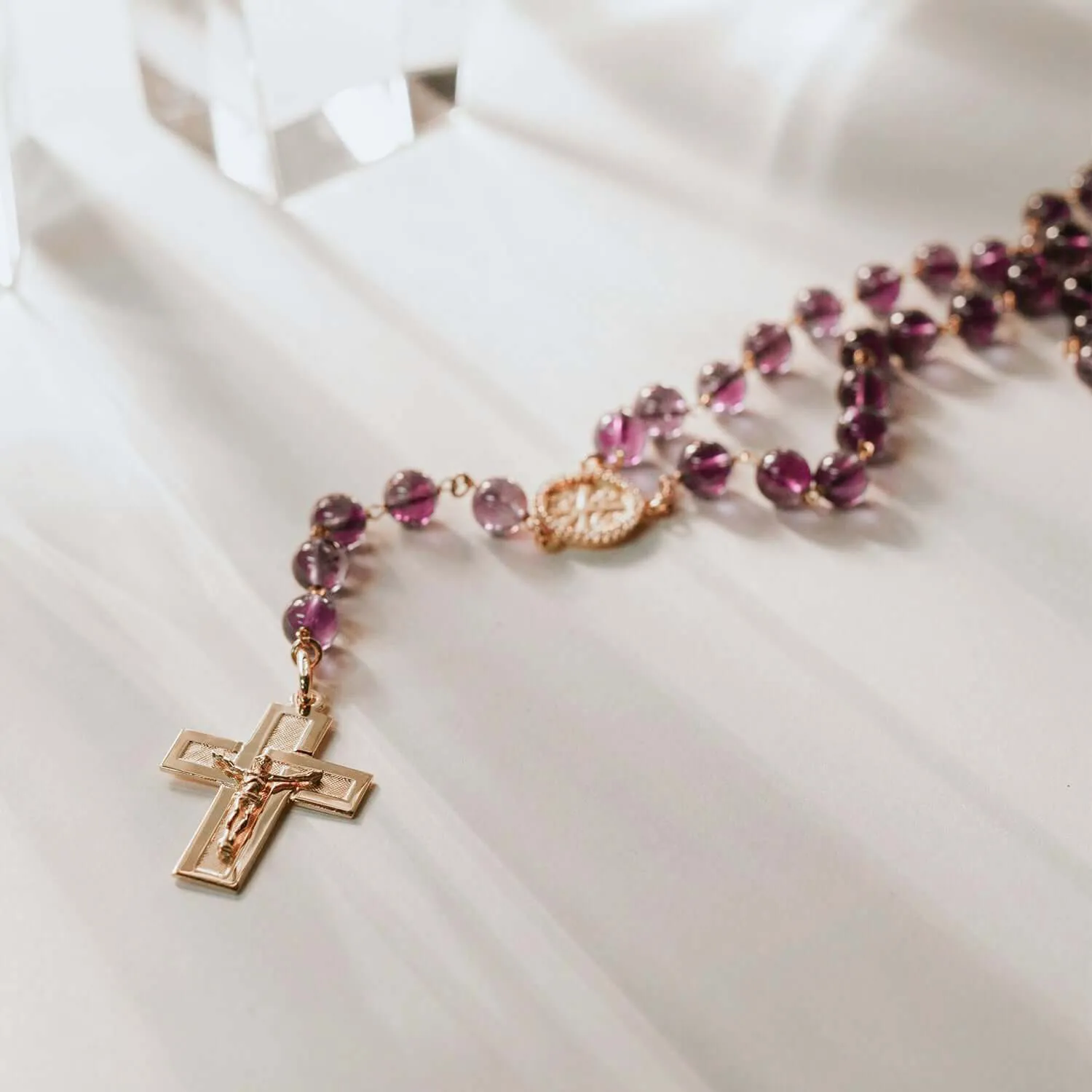 AMETHYST BEADS - ROSARY - VERMEIL SILVER