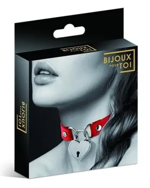 Bijoux Pour Toi Heart Padlock Choker Red