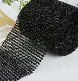 Black Diamante ribbon, Crystal effect cake trim, BUY 1 GET 1 FREE diamond mesh, bling mesh 1 Meter cake trim. by Crystal wedding uk