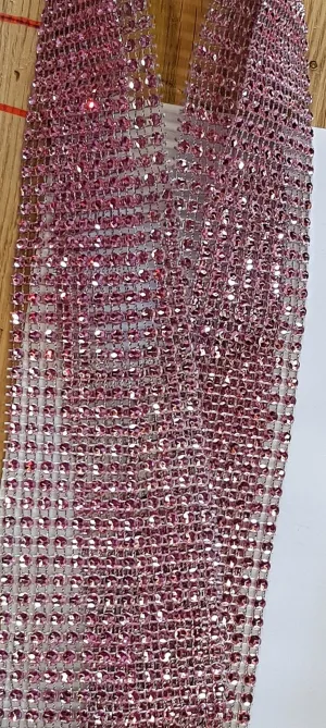 Blush Rhinestone ribbon, Diamond Mesh, Diamante Bling, Crystal trim 1 METER cake trim. by Crystal wedding uk