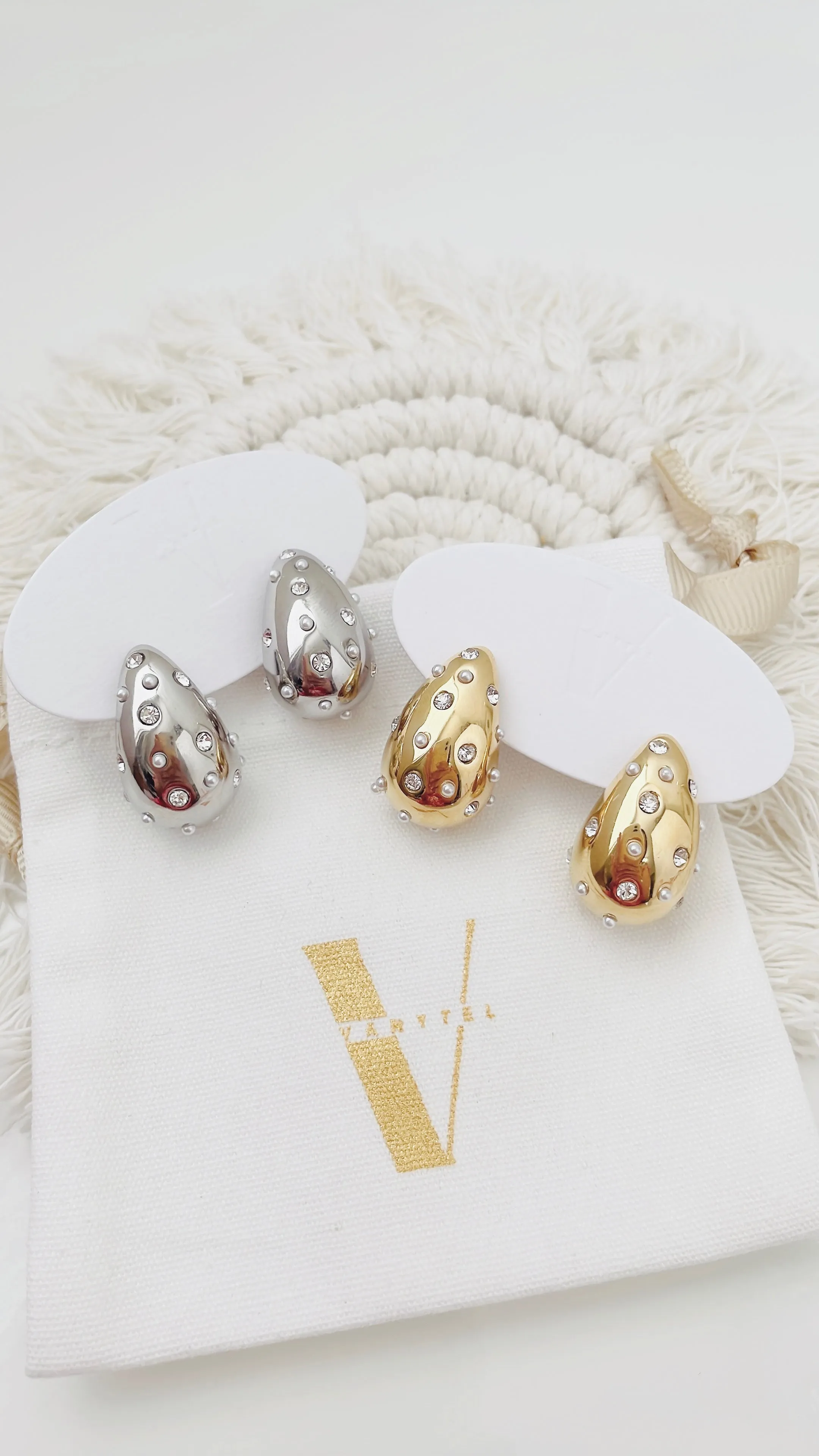 Bold Drops Studs | Sparkle & Pearl