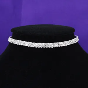 Bridal Wedding 2 Row Stretch Rhinestone Choker XC001