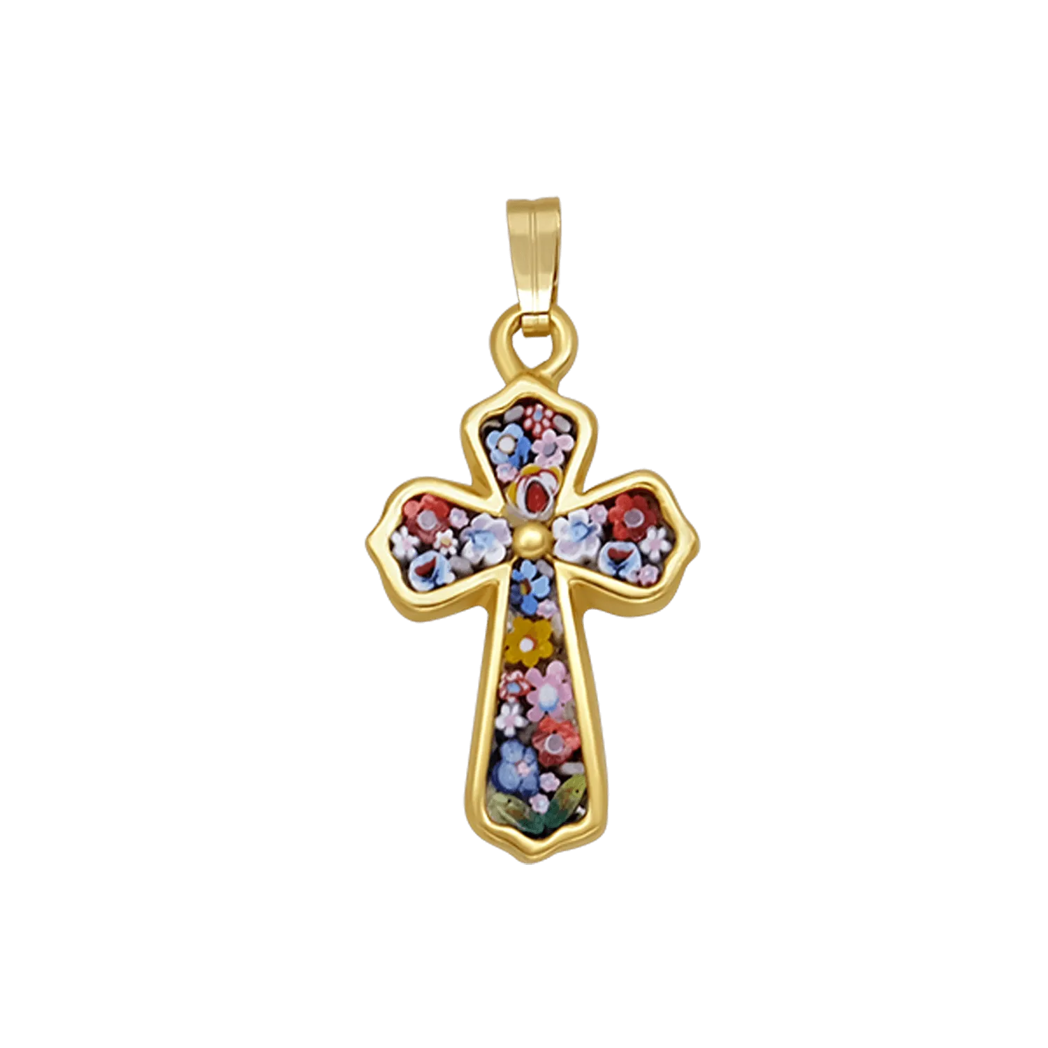 CROSS PENDANT - MICROMOSAIC JEWELRY - GOLDEN SILVER