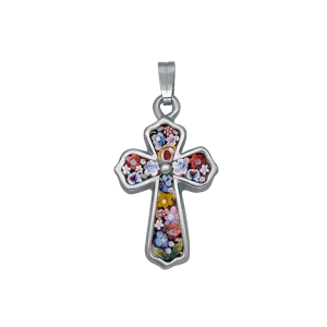 CROSS PENDANT - MICROMOSAIC JEWELRY - SILVER