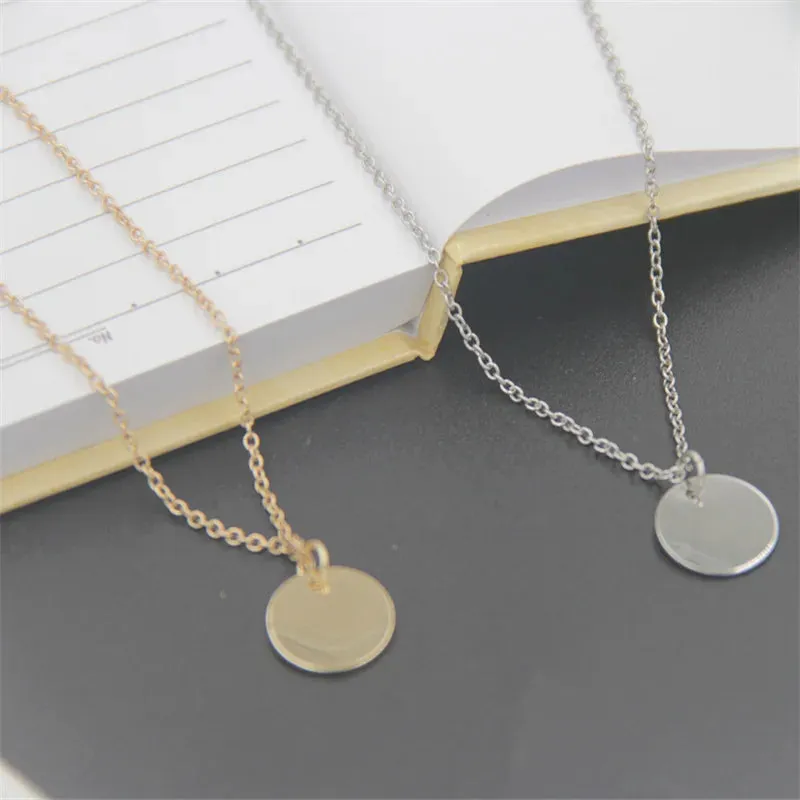 Dainty Fashion Collares Pendant Minimalist Round Clavicle Coin Chain New Women Jewelry Necklace