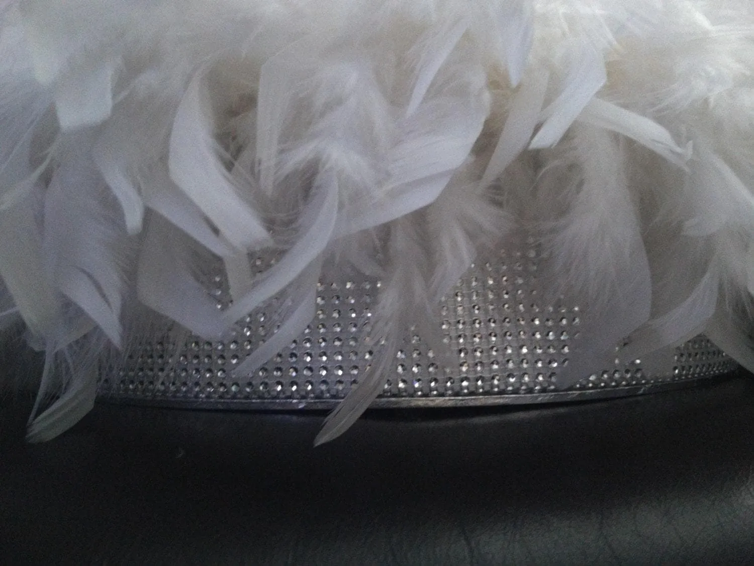 Diamante and Feather surround wedding cake stand riser - all sizes- many sizes and colours by Crystal wedding uk