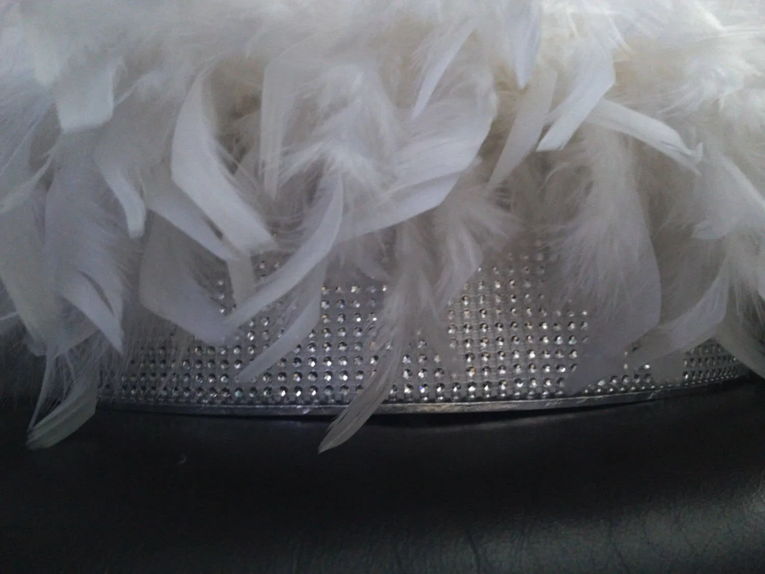 Diamante and Feather surround wedding cake stand Set of 2 - many colours