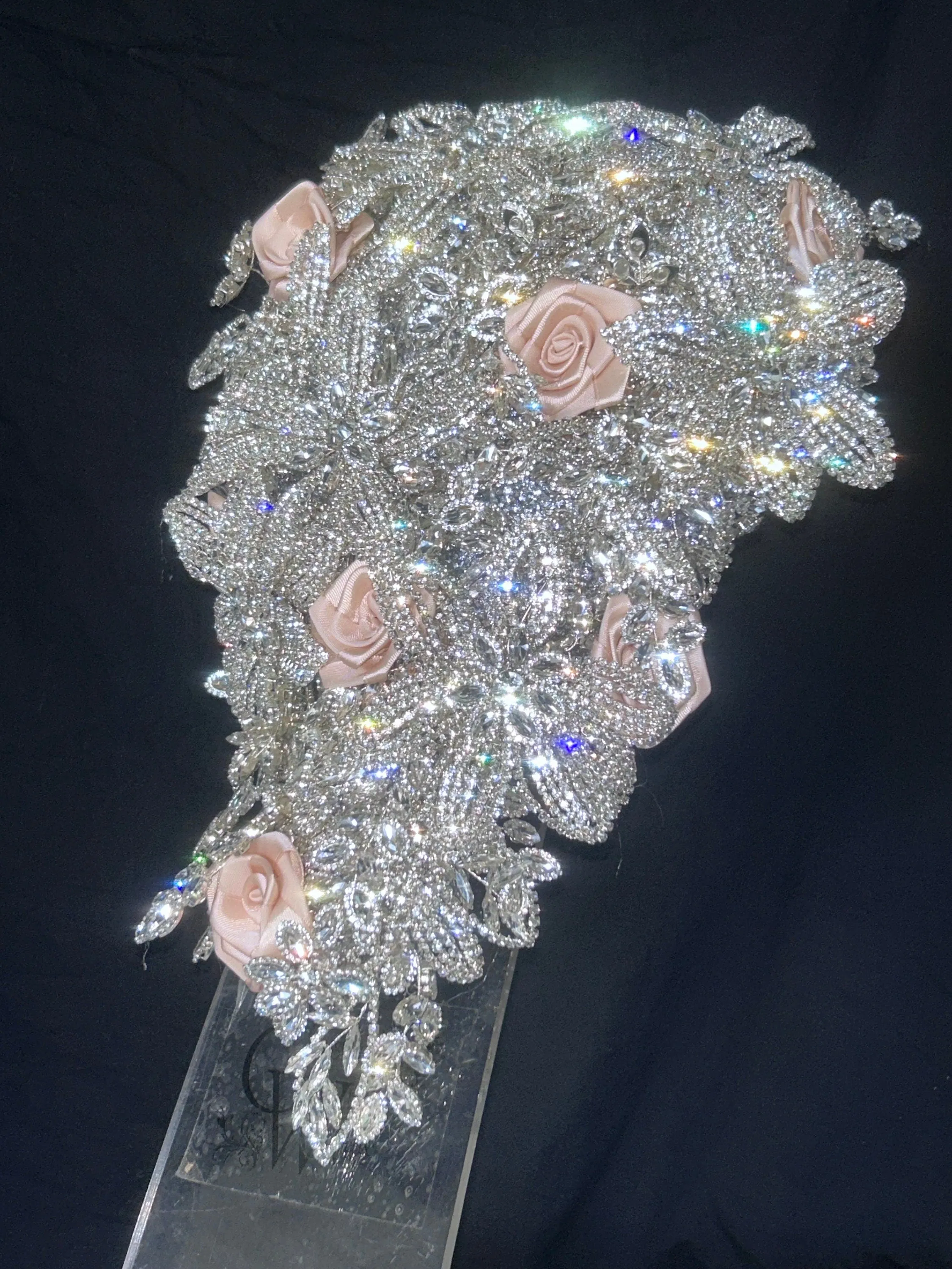 Diamante bouquet, rose &  brooch Jewel rhinestone crystal wedding bouquet Crystal Bridal Bouquet, rose cascade bouquet Crystal wedding uk