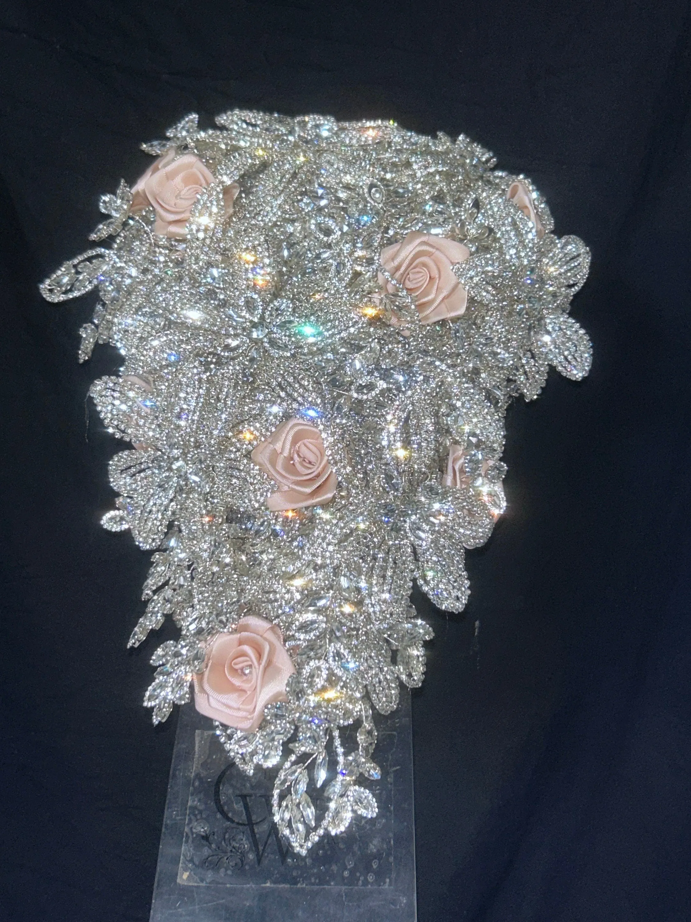 Diamante bouquet, rose &  brooch Jewel rhinestone crystal wedding bouquet Crystal Bridal Bouquet, rose cascade bouquet Crystal wedding uk