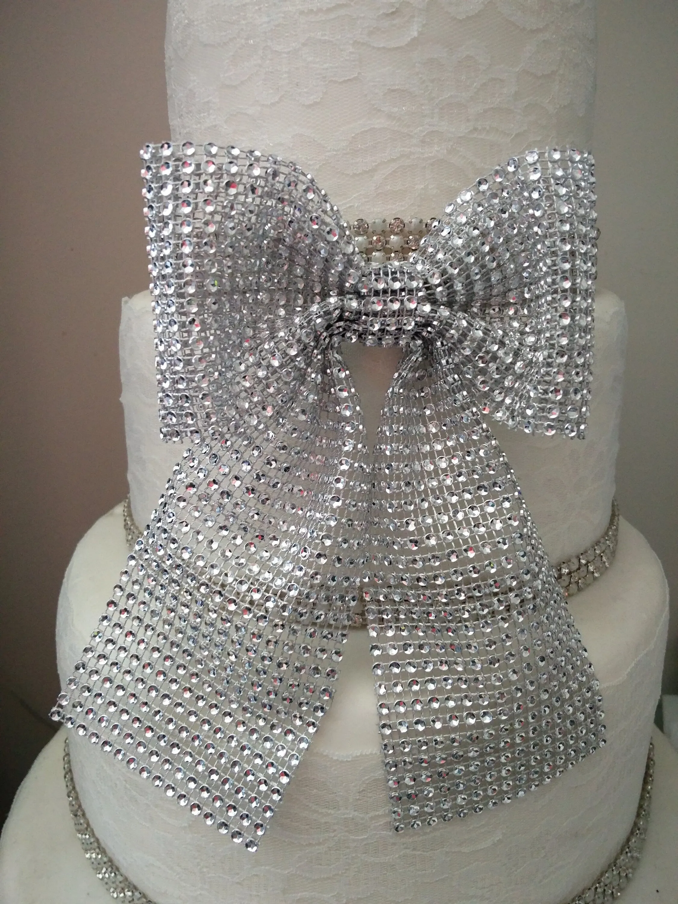 Diamante cake bow .bling bow,  cake decorations topper   1m of ribbon by Crystal wedding uk