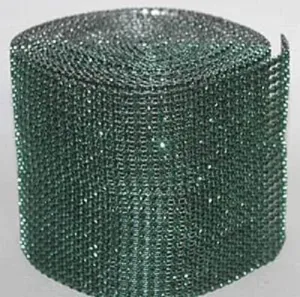 EMERALD GREEN Rhinestone ribbon, Diamond Mesh, Diamante Bling, Crystal trim 1 METER cake trim. by Crystal wedding uk