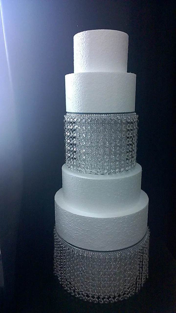 Faux Crystal Diamante wedding cake stand set of 2  with  lights