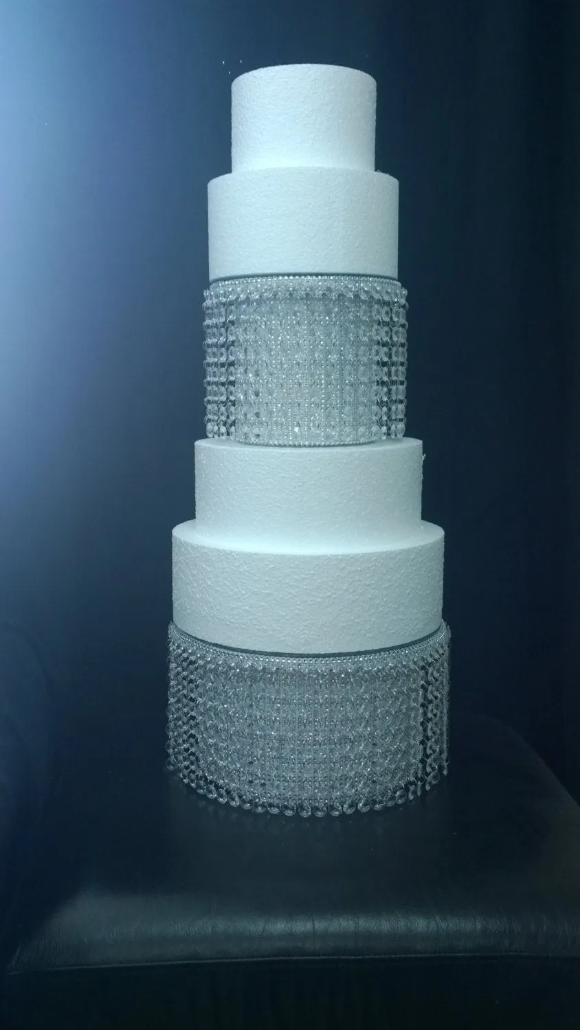 Faux Crystal Diamante wedding cake stand set of 2  with  lights