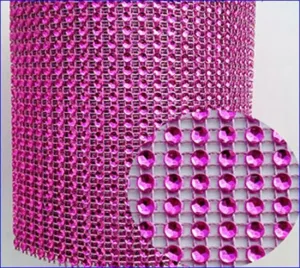 Fuchsia Rhinestone ribbon, Diamond Mesh, Diamante Bling, Crystal trim 1 METER cake trim. by Crystal wedding uk