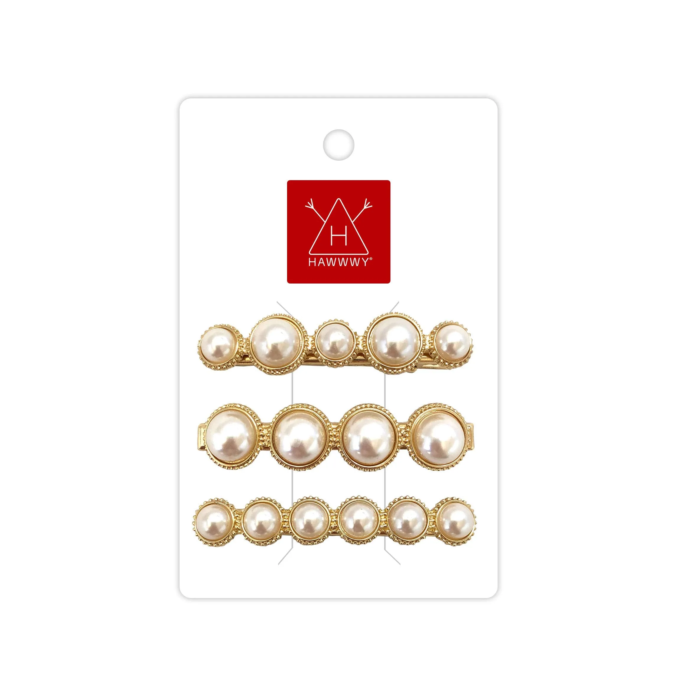 Hawwwy Stunning Pearl Hair Clips for Women Girls, Gold Metal Hair Clasp, Cute Hair Clips