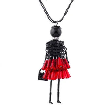 IF ME 5 Colors Fashion Doll Beads Charms Choker Long Necklace & Pendant Statement Necklace Collares Girl Women Drop Shipping