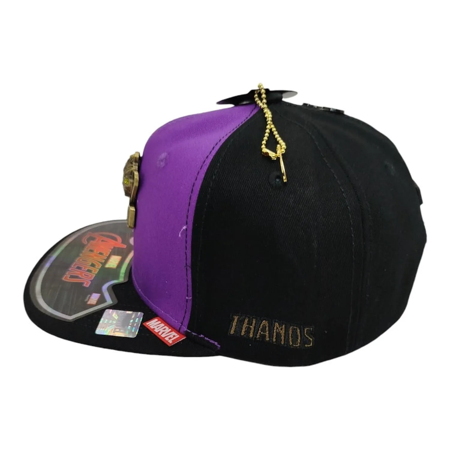 Kndit Caps Gorra Negra Con Morada Placa Bronce Gauntlet Infinity Gemas Avengers: Infinity War