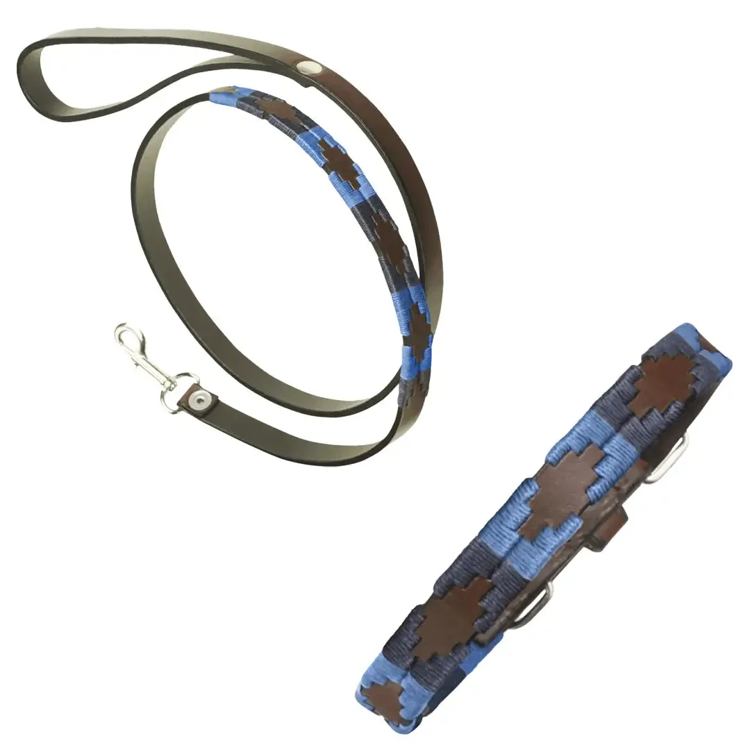 Leather Dog Collar & Lead - Azules by Pampeano