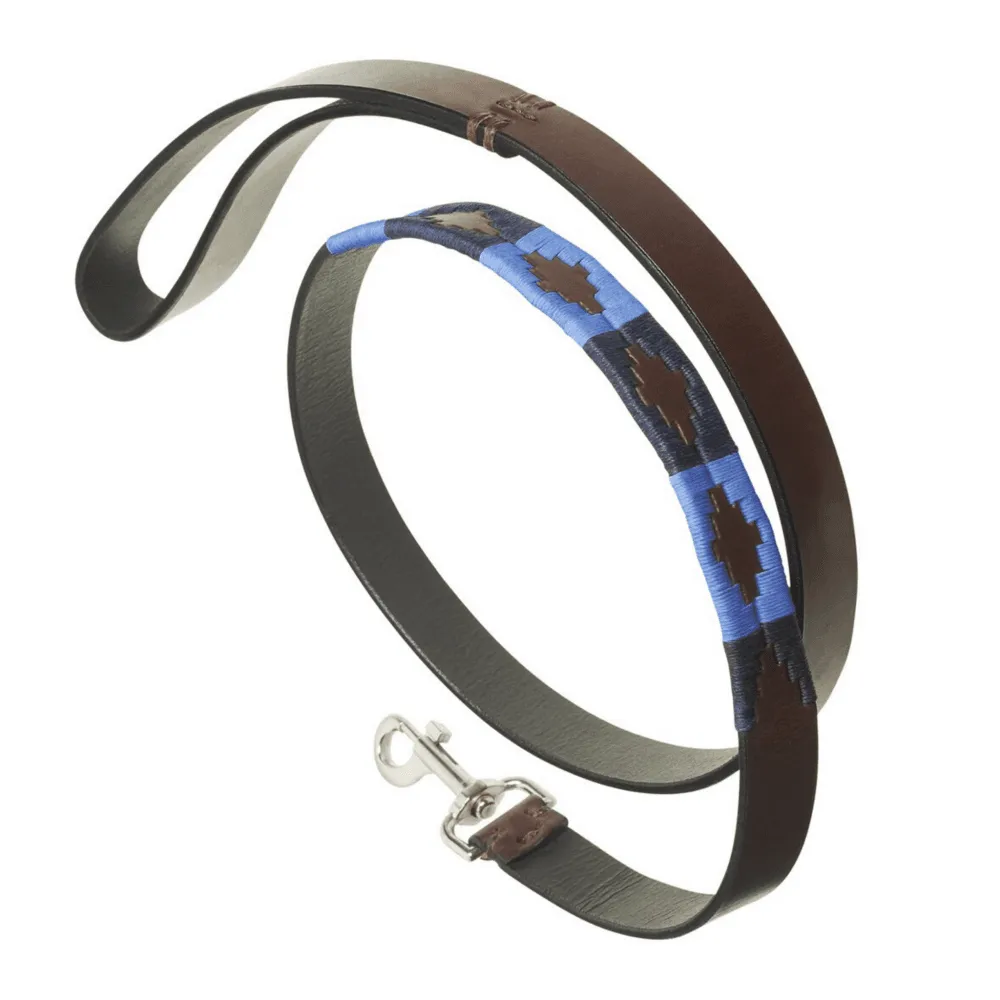 Leather Dog Collar & Lead - Azules by Pampeano