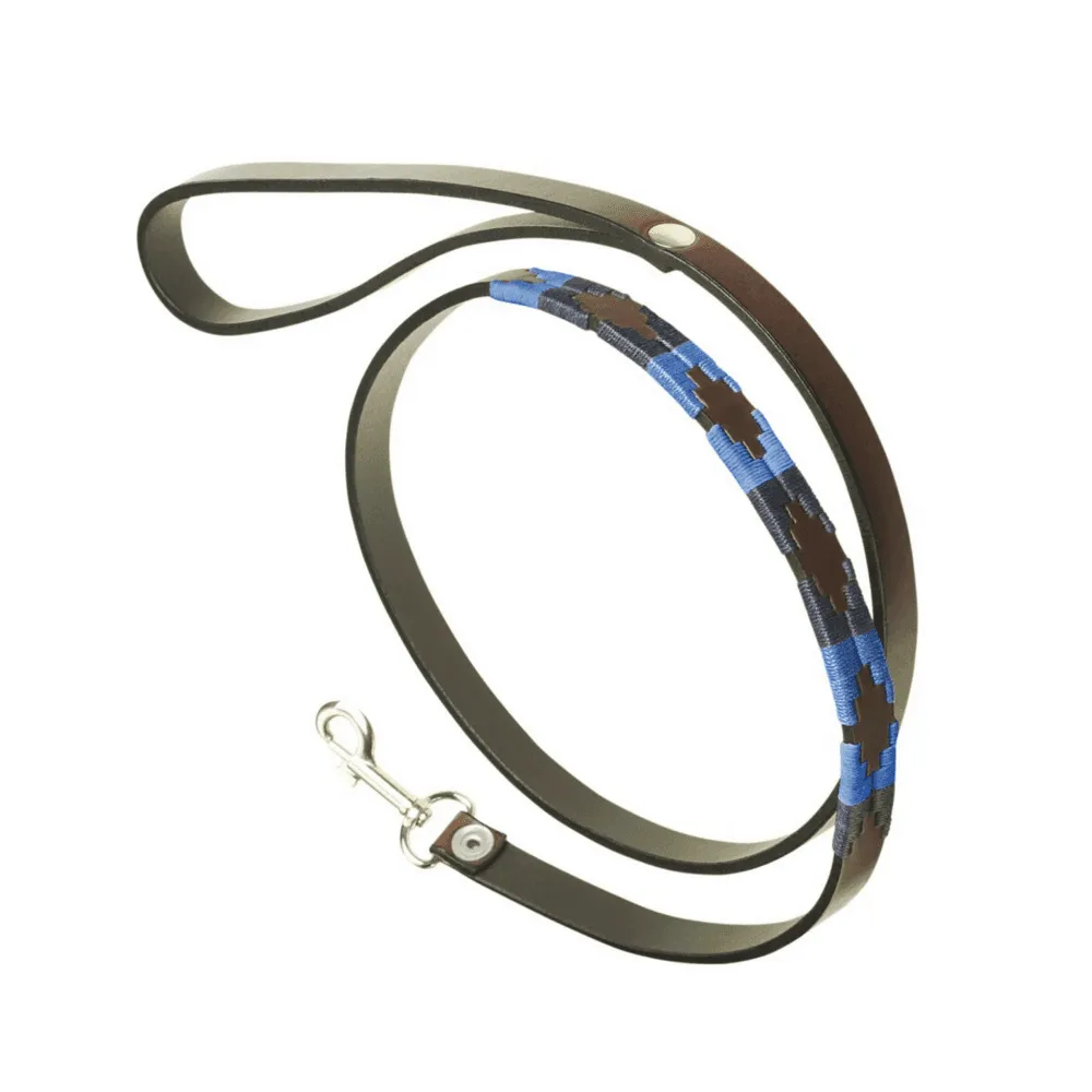 Leather Dog Collar & Lead - Azules by Pampeano