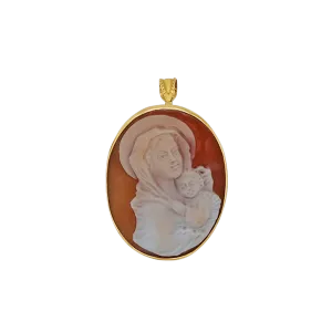 MADONNA WITH BABY JESUS- CAMEO PENDANT - GOLD