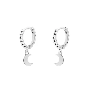 Pebbles Moon Silver Hoop Earrings