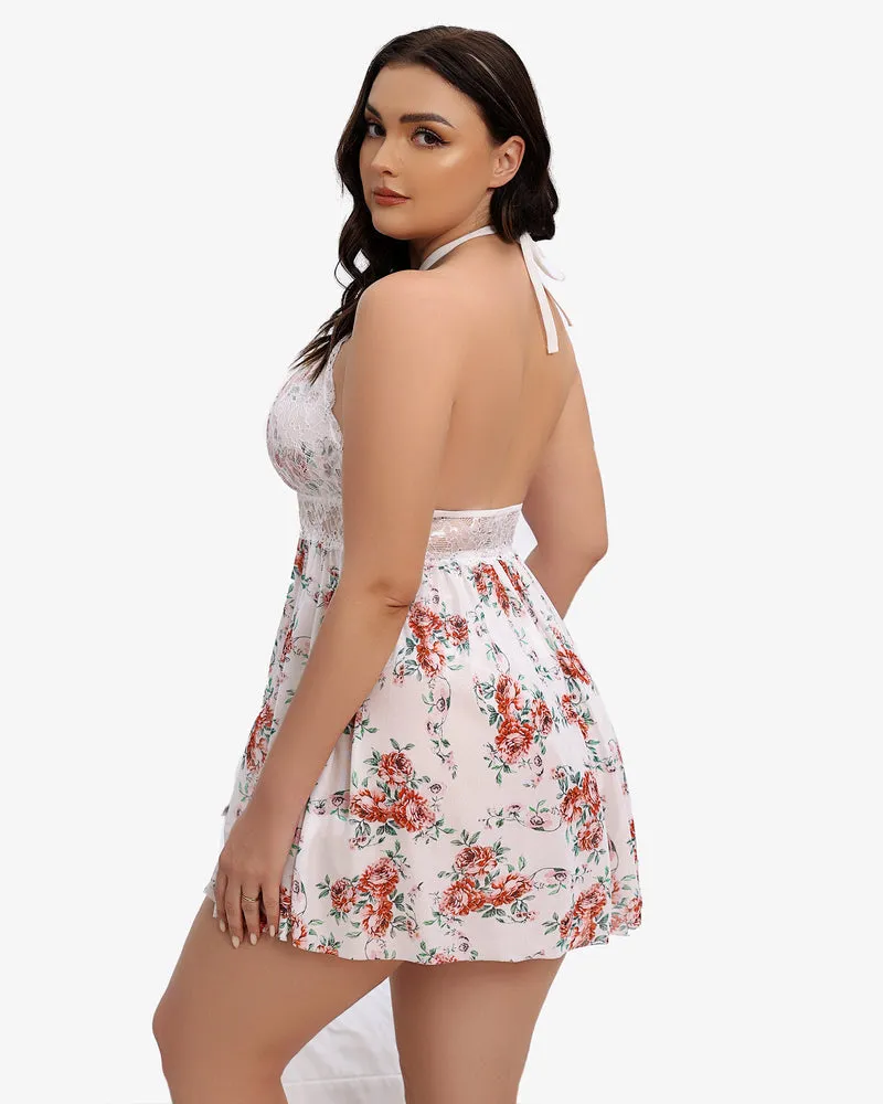 Plus Size Lace Snap Crotch Babydolls