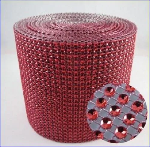 Red, Rhinestone ribbon, buy 1 get 1 free - Diamond Mesh, Diamante Bling, Crystal trim 1 METER cake trim. by Crystal wedding uk