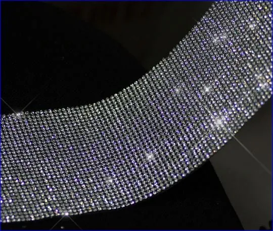 Silver Rhinestone ribbon, Diamond Mesh, Diamante Bling, Crystal trim 1 METER cake trim. by Crystal wedding uk