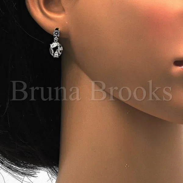 Sterling Silver 02.175.0135 Dangle Earring, with White Cubic Zirconia, Polished Finish, Rhodium Tone