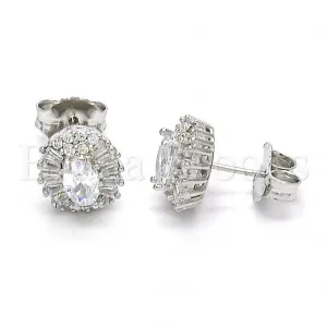 Sterling Silver 02.186.0062 Stud Earring, with White Cubic Zirconia, Polished Finish,