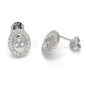 Sterling Silver 02.186.0107 Stud Earring, with White Crystal, Polished Finish, Rhodium Tone