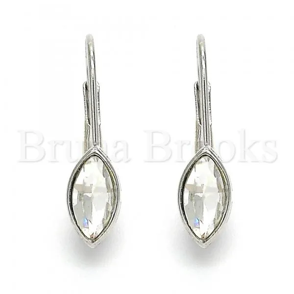 Sterling Silver 02.186.0114 Leverback Earring, with  Cubic Zirconia, Polished Finish, Rhodium Tone