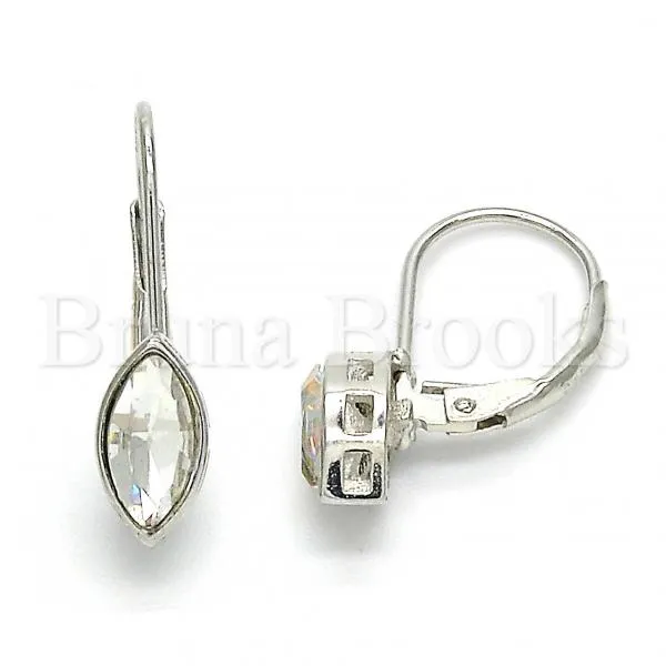 Sterling Silver 02.186.0114 Leverback Earring, with  Cubic Zirconia, Polished Finish, Rhodium Tone