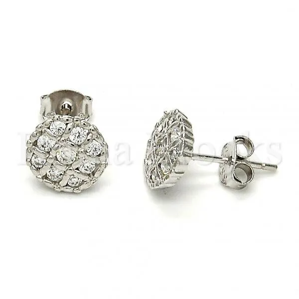 Sterling Silver 02.285.0012 Stud Earring, with White Cubic Zirconia, Polished Finish, Rhodium Tone