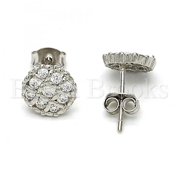 Sterling Silver 02.285.0012 Stud Earring, with White Cubic Zirconia, Polished Finish, Rhodium Tone