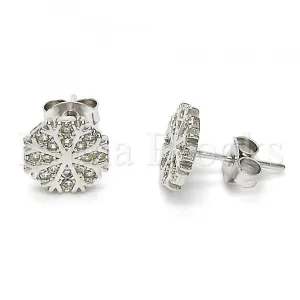 Sterling Silver 02.285.0015 Stud Earring, with White Micro Pave, Polished Finish, Rhodium Tone