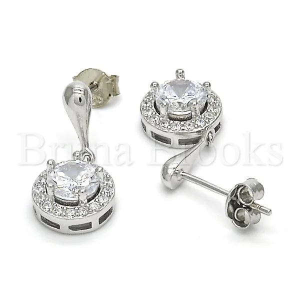 Sterling Silver 02.286.0020 Dangle Earring, with White Cubic Zirconia, Polished Finish,