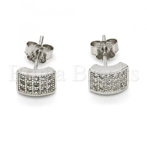 Sterling Silver 02.290.0026 Stud Earring, with White Micro Pave, Polished Finish, Rhodium Tone