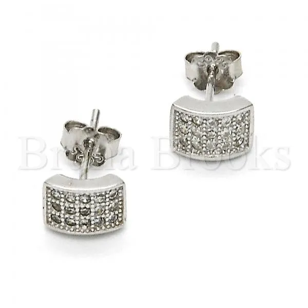 Sterling Silver 02.290.0026 Stud Earring, with White Micro Pave, Polished Finish, Rhodium Tone