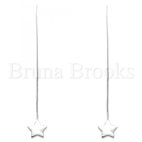 Sterling Silver 02.332.0081 Threader Earring, Star Design, Polished Finish, Rhodium Tone