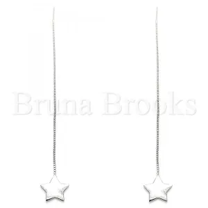 Sterling Silver 02.332.0081 Threader Earring, Star Design, Polished Finish, Rhodium Tone