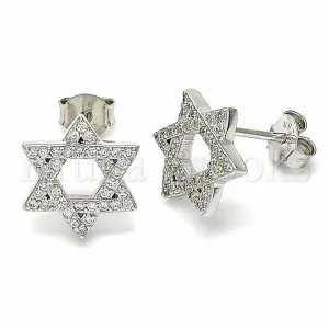 Sterling Silver 02.367.0006 Stud Earring, with White Cubic Zirconia, Polished Finish, Rhodium Tone