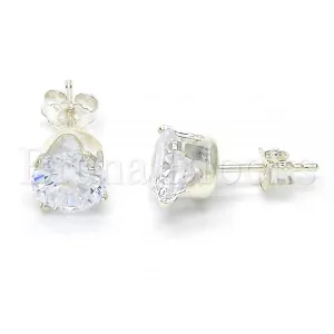 Sterling Silver 02.63.2608 Stud Earring, with White Cubic Zirconia, Polished Finish,