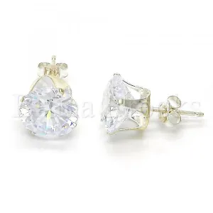 Sterling Silver 02.63.2610 Stud Earring, with White Cubic Zirconia, Polished Finish,